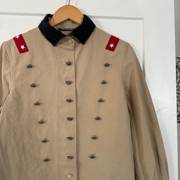 Faconnable Beige Military-Inspired Button-Up Jacket W/ Button Detailing Size S - Picture 2 of 7
